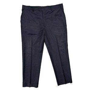 Giorgio Armani Dress Pants Chalk Stripe Wool Trousers Navy Blue 36x31